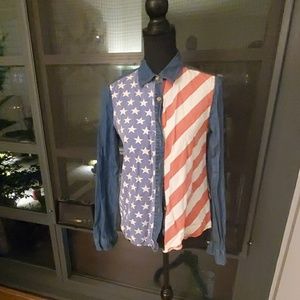 BDG American Flag Denim Shirt